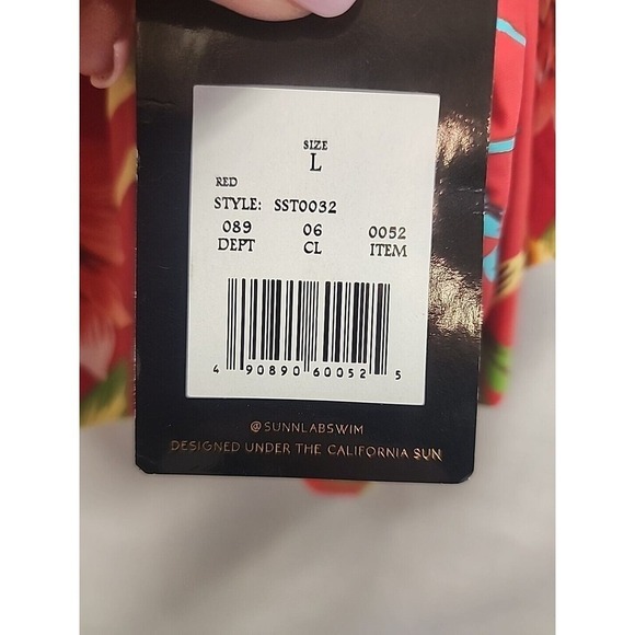 New SEXY LARGE Sunn Swim Lab Red Hawaiian two-piece ruffle Bikini HIGH waist - Picture 5 of 12